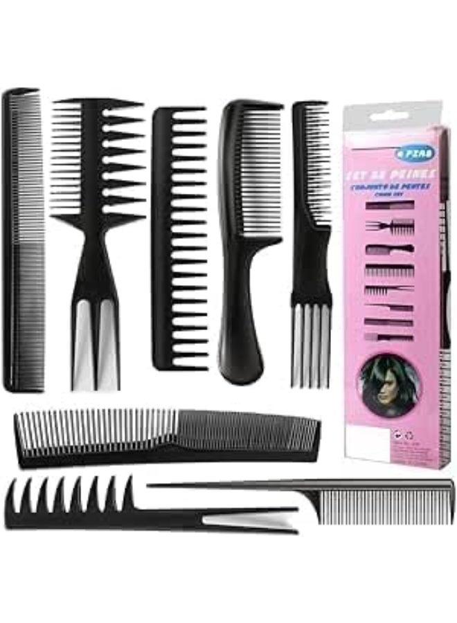 8 قطع طقم أمشاط تصفيف شعر احترافية – أمشاط حلاقة وتصفيف للقص والتقسيم وفك التشابك والسيشوار – مضادة للكهرباء الساكنة ومقاومة للحرارة – متعددة الألوان - Image 1